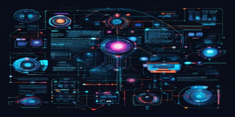 자율적인 의사결정과 워크플로우 자동화를 수행하는 AI 에이전트 시스템의 사이버네틱 이미지